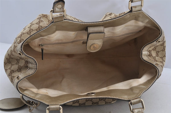 Authentic GUCCI Sukey Shoulder Tote Bag GG Canvas Leather 211944 Brown 6370I