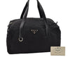 Authentic PRADA TESS SAFFIANO Nylon Leather Shoulder Bag BR2394 Black 6371I