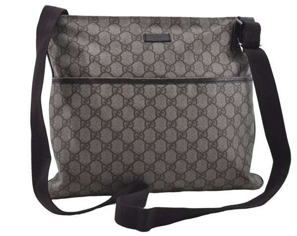 Authentic GUCCI Shoulder Cross Body Bag GG PVC Leather 141198 Brown 6372D