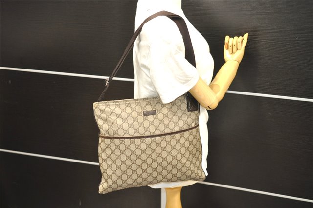 Authentic GUCCI Shoulder Cross Body Bag GG PVC Leather 141198 Brown 6372D