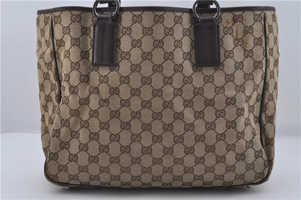 Authentic GUCCI Shoulder Tote Bag GG Canvas Leather 113017 Brown 6373D