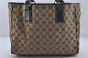 Authentic GUCCI Shoulder Tote Bag GG Canvas Leather 113017 Brown 6373D