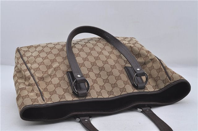Authentic GUCCI Shoulder Tote Bag GG Canvas Leather 113017 Brown 6373D