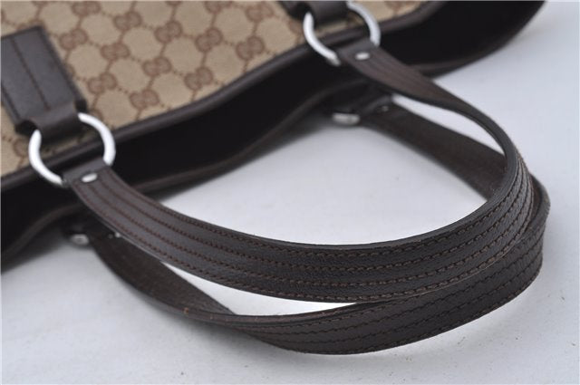 Authentic GUCCI Shoulder Tote Bag GG Canvas Leather 113017 Brown 6373D
