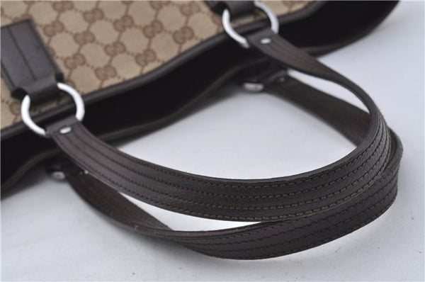 Authentic GUCCI Shoulder Tote Bag GG Canvas Leather 113017 Brown 6373D