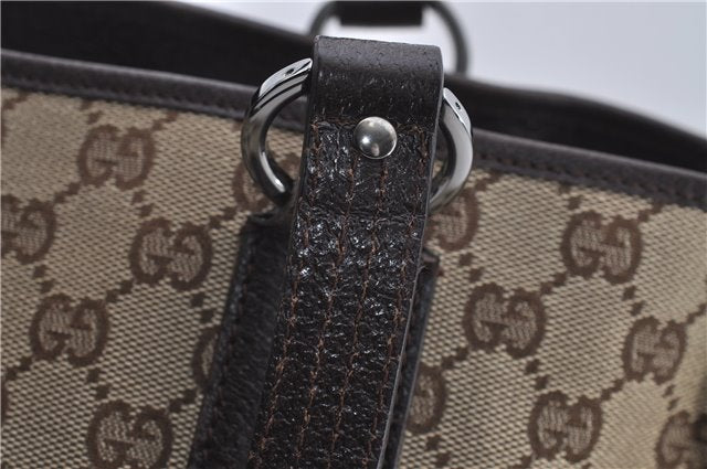 Authentic GUCCI Shoulder Tote Bag GG Canvas Leather 113017 Brown 6373D