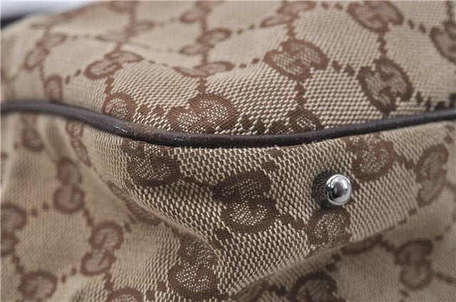 Authentic GUCCI Shoulder Tote Bag GG Canvas Leather 113017 Brown 6373D