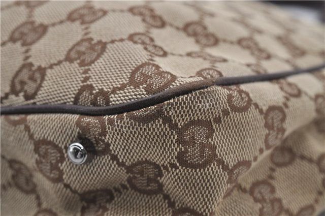 Authentic GUCCI Shoulder Tote Bag GG Canvas Leather 113017 Brown 6373D