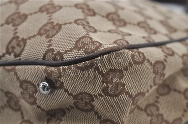 Authentic GUCCI Shoulder Tote Bag GG Canvas Leather 113017 Brown 6373D