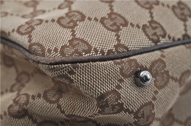 Authentic GUCCI Shoulder Tote Bag GG Canvas Leather 113017 Brown 6373D