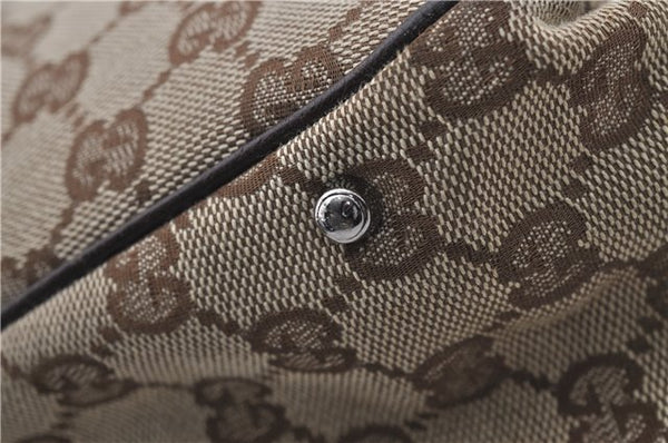Authentic GUCCI Shoulder Tote Bag GG Canvas Leather 113017 Brown 6373D