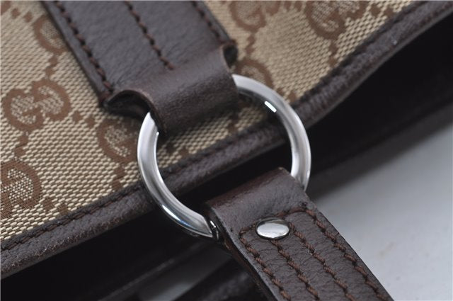 Authentic GUCCI Shoulder Tote Bag GG Canvas Leather 113017 Brown 6373D