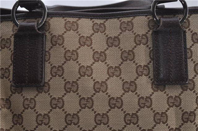 Authentic GUCCI Shoulder Tote Bag GG Canvas Leather 113017 Brown 6373D