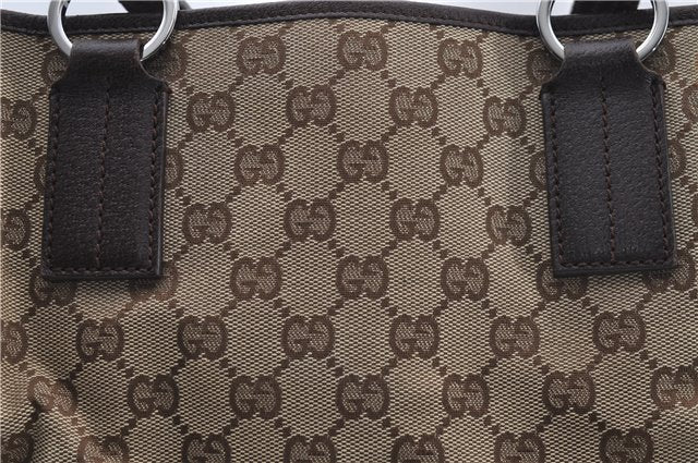 Authentic GUCCI Shoulder Tote Bag GG Canvas Leather 113017 Brown 6373D