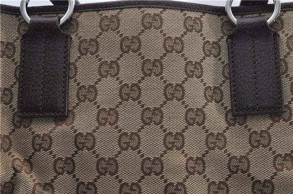 Authentic GUCCI Shoulder Tote Bag GG Canvas Leather 113017 Brown 6373D