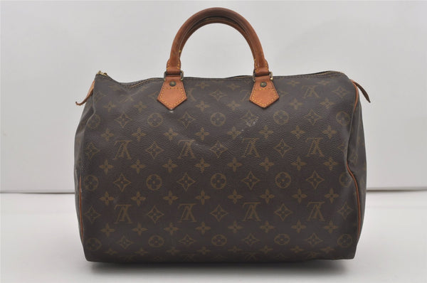 Authentic Louis Vuitton Monogram Speedy 35 Hand Boston Bag M41524 LV Junk 6376I