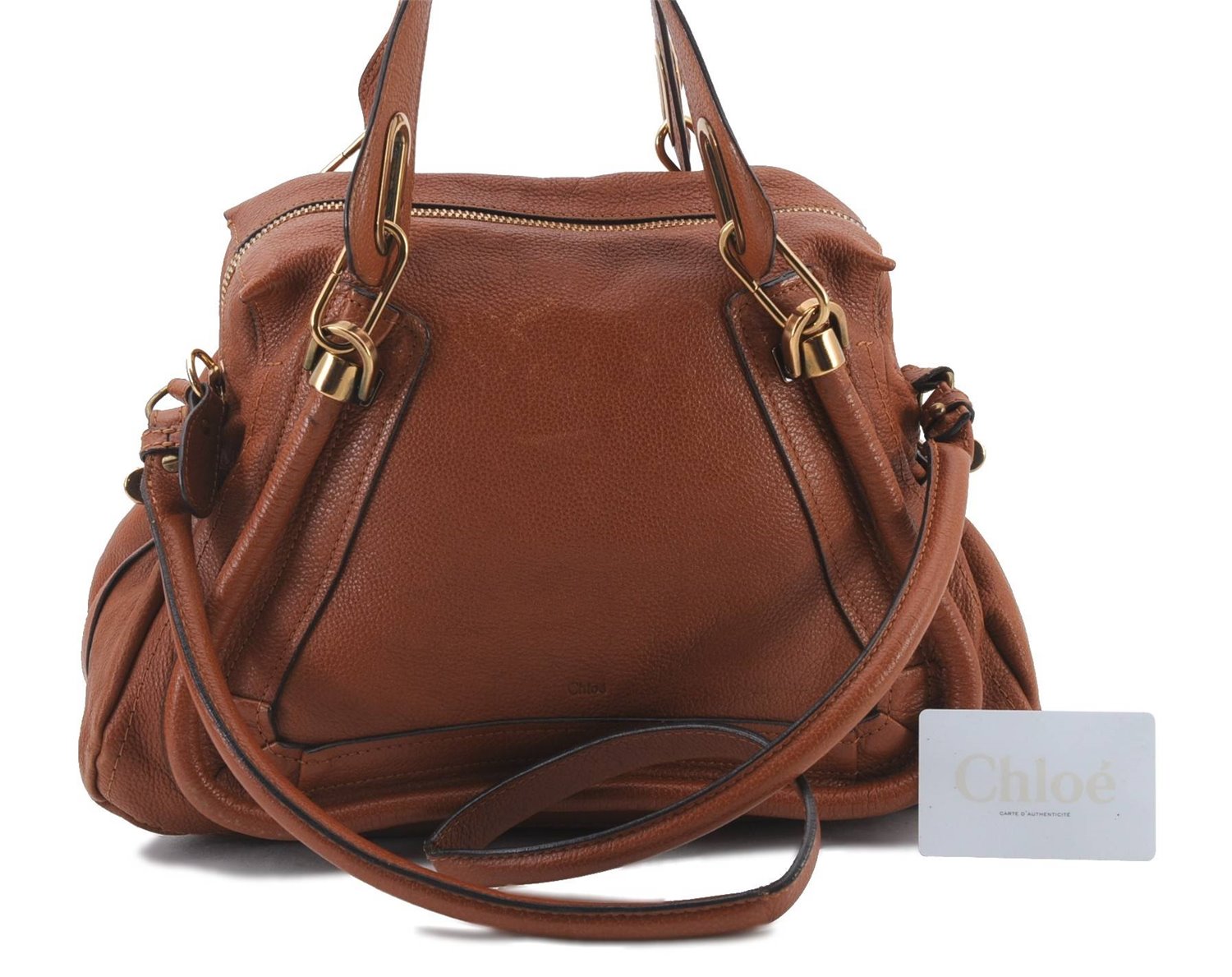 Authentic Chloe Paraty 2Way Shoulder Hand Bag Purse Brown 6377C