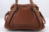 Authentic Chloe Paraty 2Way Shoulder Hand Bag Purse Brown 6377C