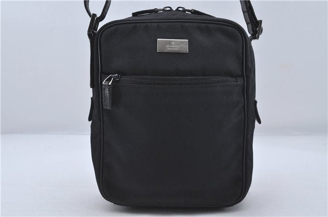 Authentic GUCCI Shoulder Cross Body Bag Nylon Leather 0181612 Black 6383D