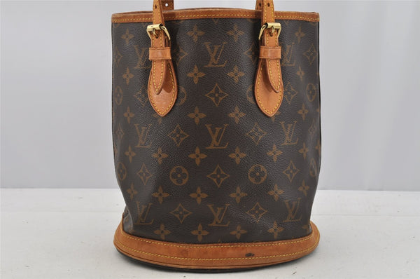 Authentic Louis Vuitton Monogram Bucket PM Shoulder Tote Bag M42238 Junk 6387I