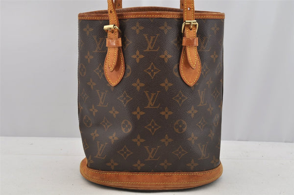 Authentic Louis Vuitton Monogram Bucket PM Shoulder Tote Bag M42238 Junk 6387I