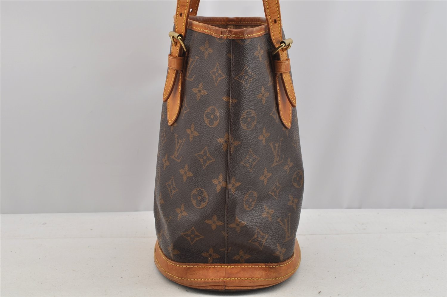 Authentic Louis Vuitton Monogram Bucket PM Shoulder Tote Bag M42238 Junk 6387I