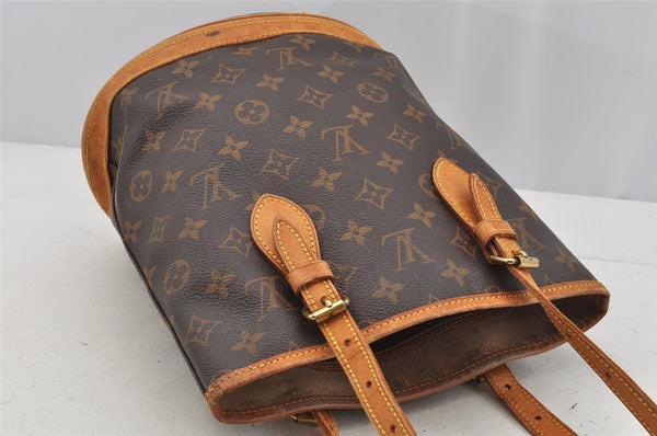 Authentic Louis Vuitton Monogram Bucket PM Shoulder Tote Bag M42238 Junk 6387I