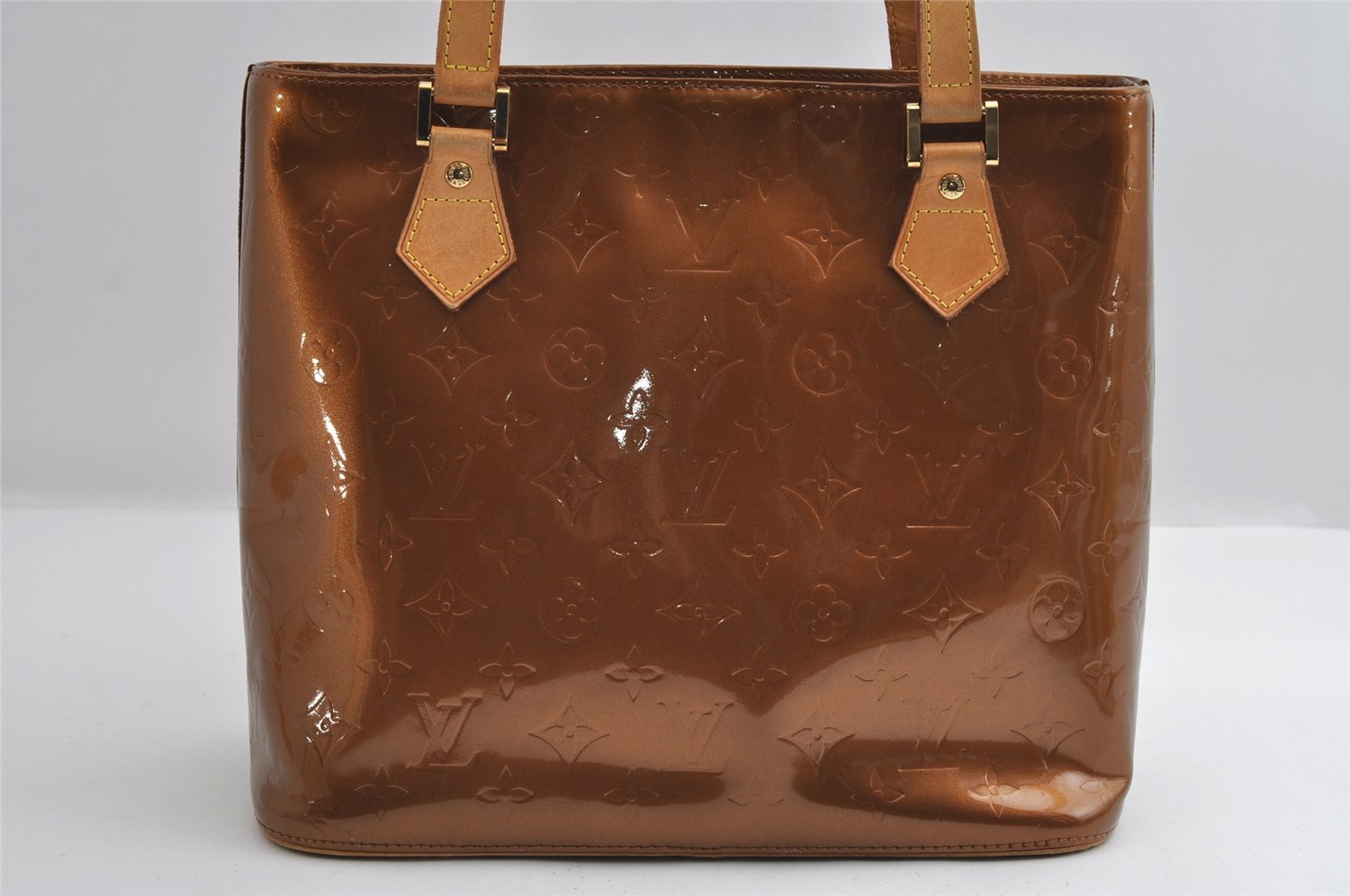 Authentic Louis Vuitton Vernis Houston Shoulder Hand Bag Brown M91122 LV 6389I