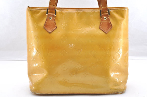 Authentic Louis Vuitton Vernis Houston Shoulder Hand Bag Yellow M91055 LV 6390I