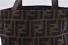 Authentic FENDI Vintage Zucca Hand Tote Bag Purse Nylon Leather Brown 6396E