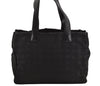 Authentic CHANEL New Travel Line Shoulder Tote Bag Nylon Leather Black 6400I