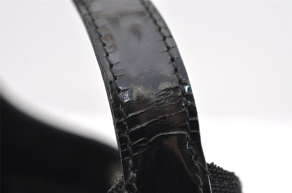 Authentic GUCCI Vintage Shoulder Hand Bag Purse Nylon Enamel Black Junk 6401I