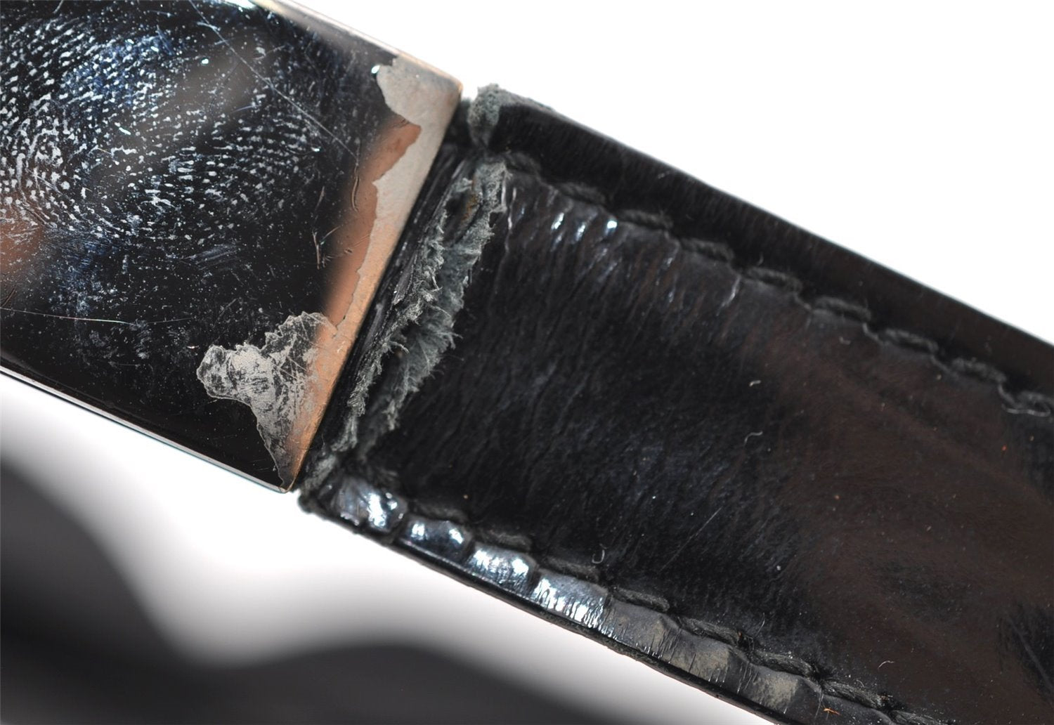 Authentic GUCCI Vintage Shoulder Hand Bag Purse Nylon Enamel Black Junk 6401I