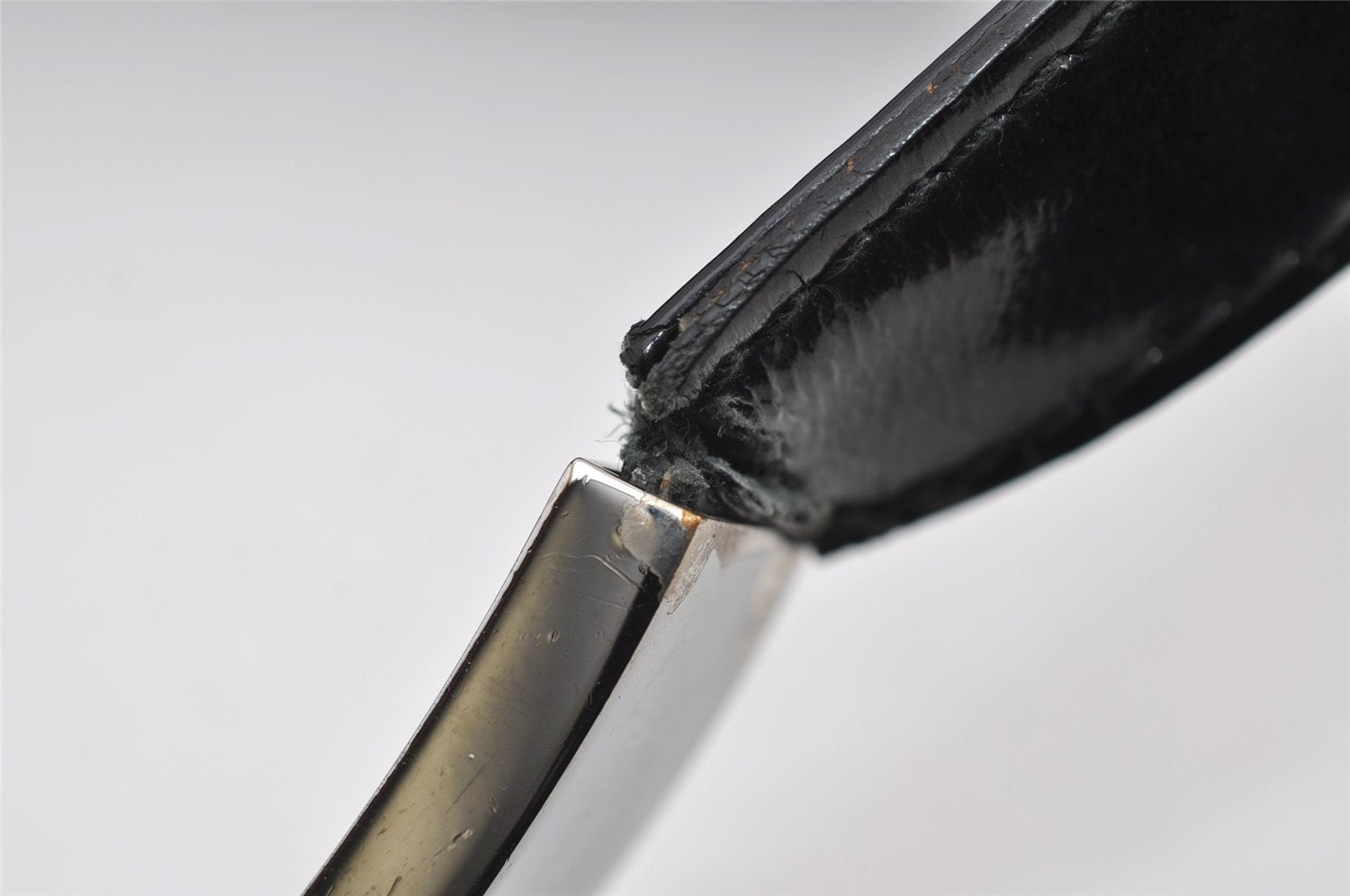 Authentic GUCCI Vintage Shoulder Hand Bag Purse Nylon Enamel Black Junk 6401I