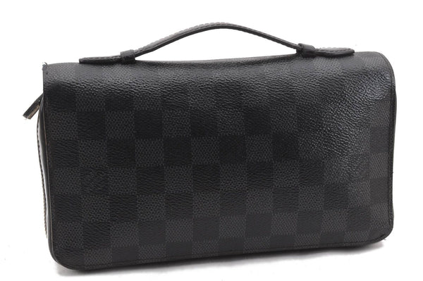 Authentic LOUIS VUITTON Damier Graphite Zippy XL Wallet Purse N41503 LV 6403B