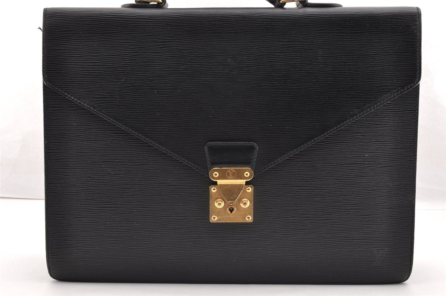 Auth Louis Vuitton Epi Serviette Ambassadeur Briefcase M54412 Black Junk 6403I
