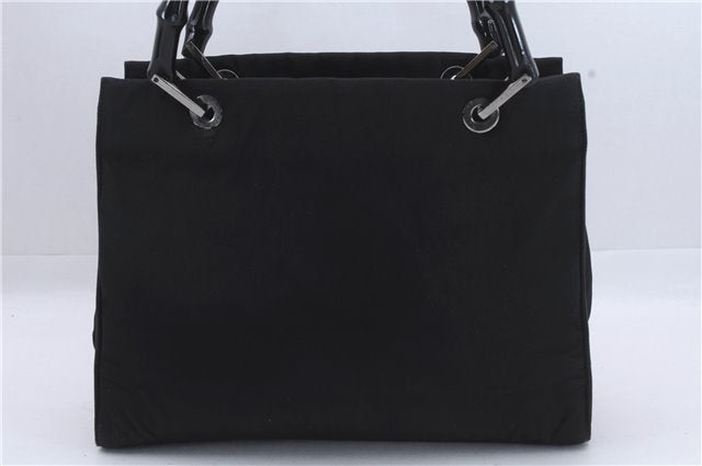 Authentic GUCCI Bamboo 2Way Shoulder Hand Bag Nylon Leather 0021016 Black 6404D