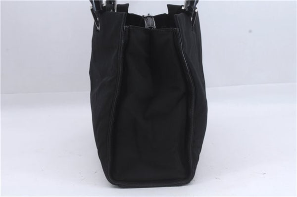 Authentic GUCCI Bamboo 2Way Shoulder Hand Bag Nylon Leather 0021016 Black 6404D