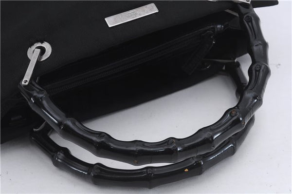 Authentic GUCCI Bamboo 2Way Shoulder Hand Bag Nylon Leather 0021016 Black 6404D