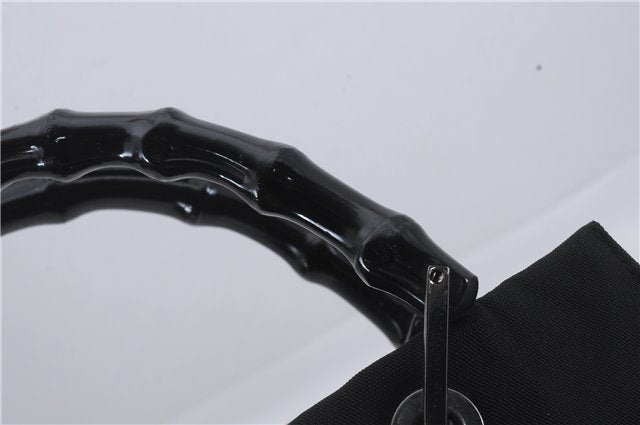 Authentic GUCCI Bamboo 2Way Shoulder Hand Bag Nylon Leather 0021016 Black 6404D