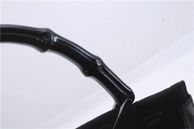 Authentic GUCCI Bamboo 2Way Shoulder Hand Bag Nylon Leather 0021016 Black 6404D