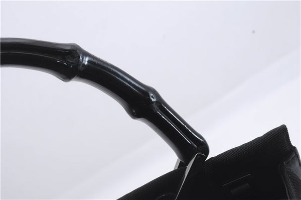 Authentic GUCCI Bamboo 2Way Shoulder Hand Bag Nylon Leather 0021016 Black 6404D