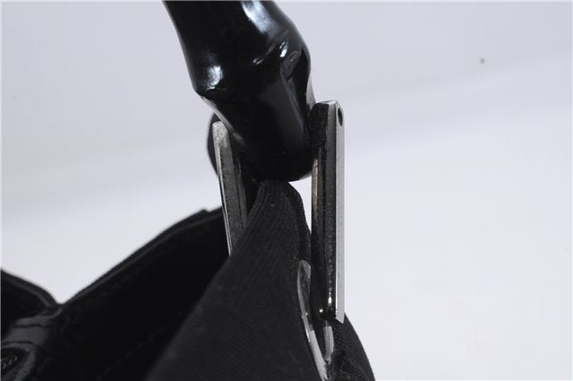 Authentic GUCCI Bamboo 2Way Shoulder Hand Bag Nylon Leather 0021016 Black 6404D