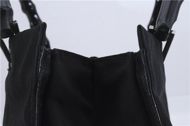 Authentic GUCCI Bamboo 2Way Shoulder Hand Bag Nylon Leather 0021016 Black 6404D