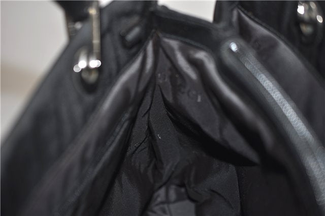 Authentic GUCCI Bamboo 2Way Shoulder Hand Bag Nylon Leather 0021016 Black 6404D