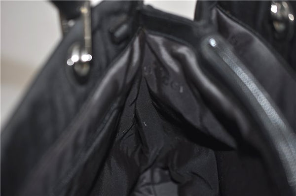 Authentic GUCCI Bamboo 2Way Shoulder Hand Bag Nylon Leather 0021016 Black 6404D