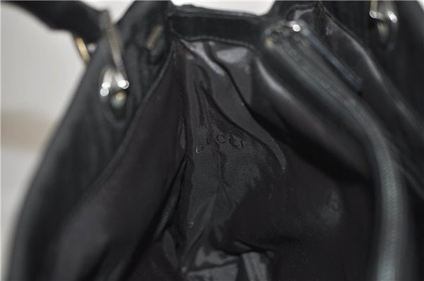 Authentic GUCCI Bamboo 2Way Shoulder Hand Bag Nylon Leather 0021016 Black 6404D