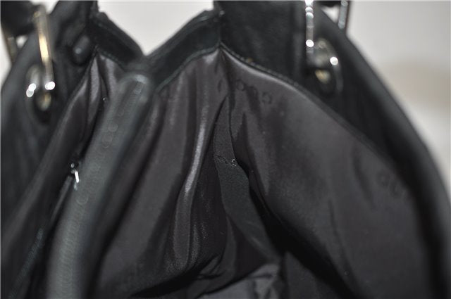 Authentic GUCCI Bamboo 2Way Shoulder Hand Bag Nylon Leather 0021016 Black 6404D