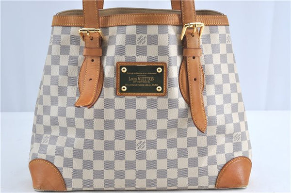 Auth Louis Vuitton Damier Azur Hampstead MM Shoulder Tote Bag N51206 LV 6408B