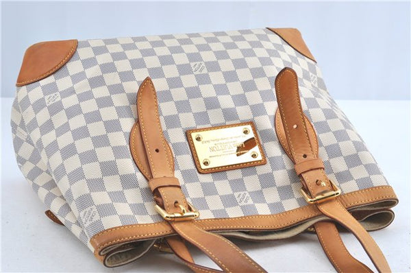 Auth Louis Vuitton Damier Azur Hampstead MM Shoulder Tote Bag N51206 LV 6408B